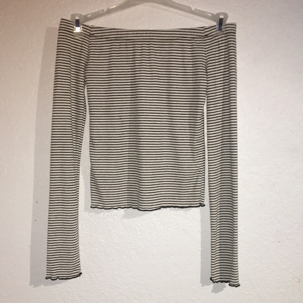 Off the shoulder striped shirt